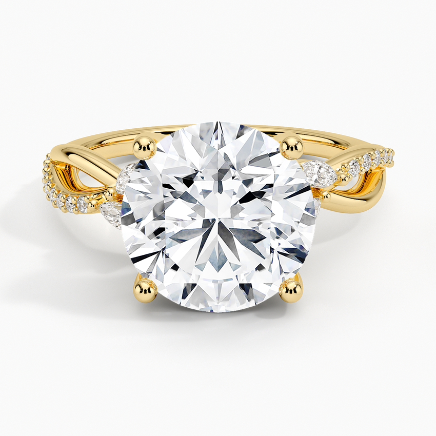 Petite Twisted Willow Diamond Ring Yellow Gold 18k Round Engagement Ring