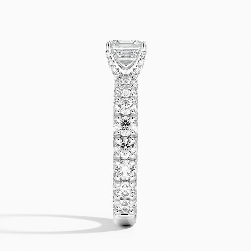 Ellora Three-Quarter Coverage Diamond Ring Platinum Asscher Engagement Ring