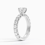 Ellora Three-Quarter Coverage Diamond Ring Platinum Cushion Engagement Ring