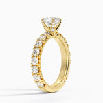 Ellora Three-Quarter Coverage Diamond Ring Yellow Gold 18k Cushion Engagement Ring