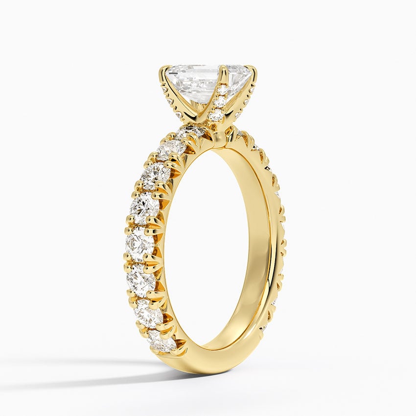Ellora Three-Quarter Coverage Diamond Ring Yellow Gold 18k Emerald Engagement Ring