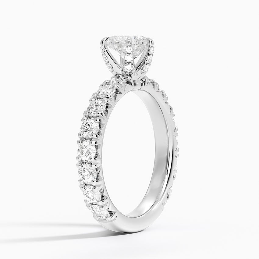 Ellora Three-Quarter Coverage Diamond Ring Platinum Heart Engagement Ring