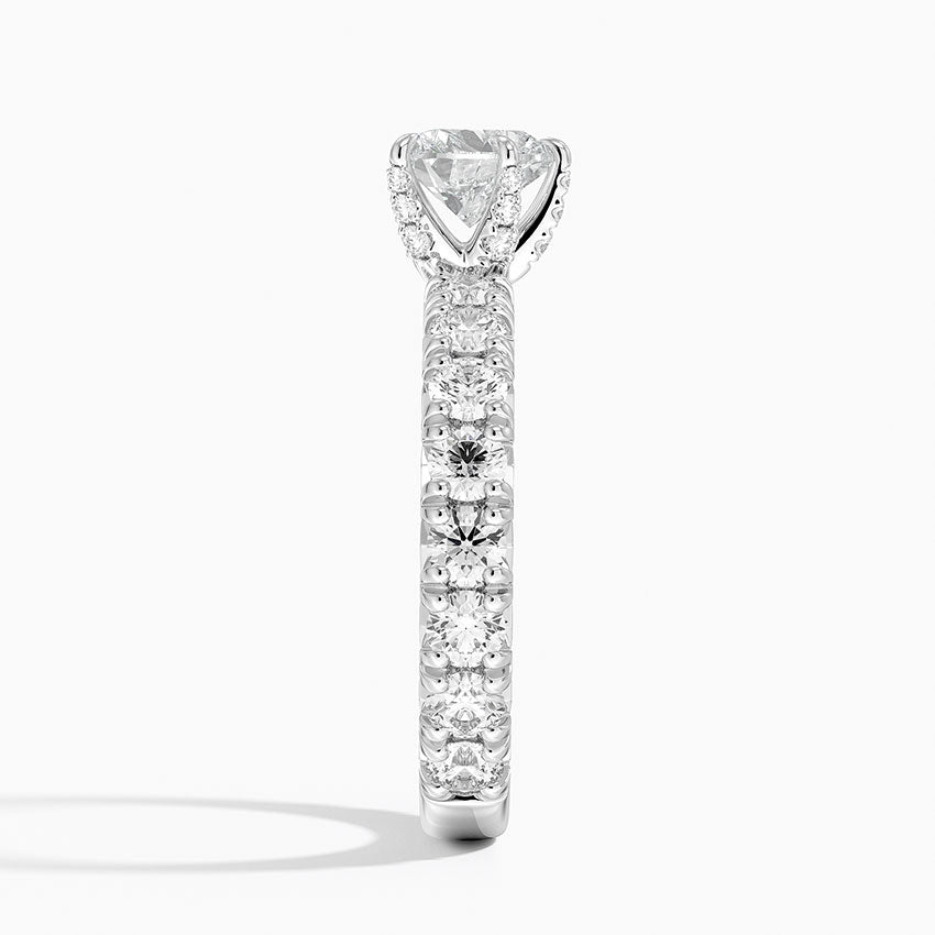 Ellora Three-Quarter Coverage Diamond Ring Platinum Heart Engagement Ring
