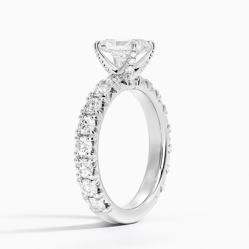 Ellora Three-Quarter Coverage Diamond Ring Platinum Radiant Engagement Ring