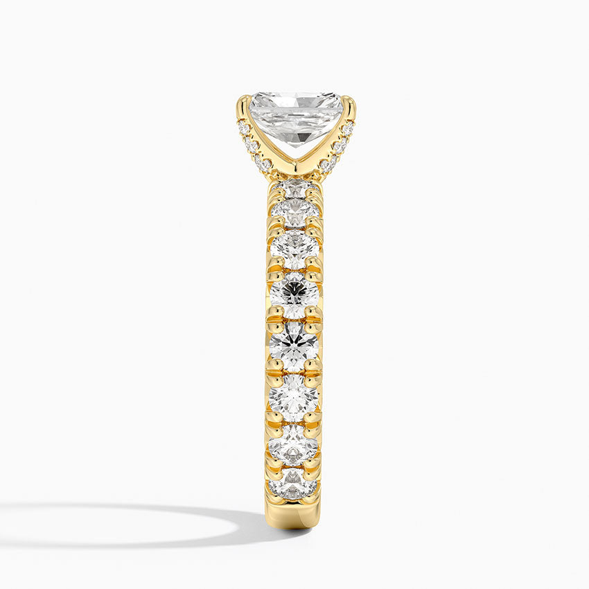 Ellora Three-Quarter Coverage Diamond Ring Yellow Gold 18k Radiant Engagement Ring