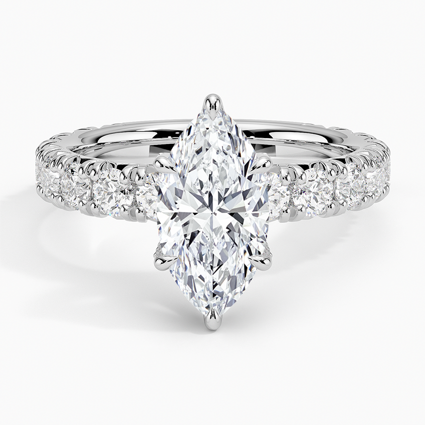 Ellora Three-Quarter Coverage Diamond Ring Platinum Marquise Engagement Ring