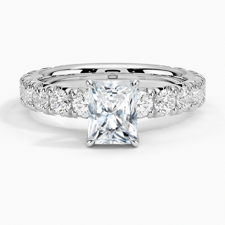 Ellora Three-Quarter Coverage Diamond Ring Platinum Radiant Engagement Ring