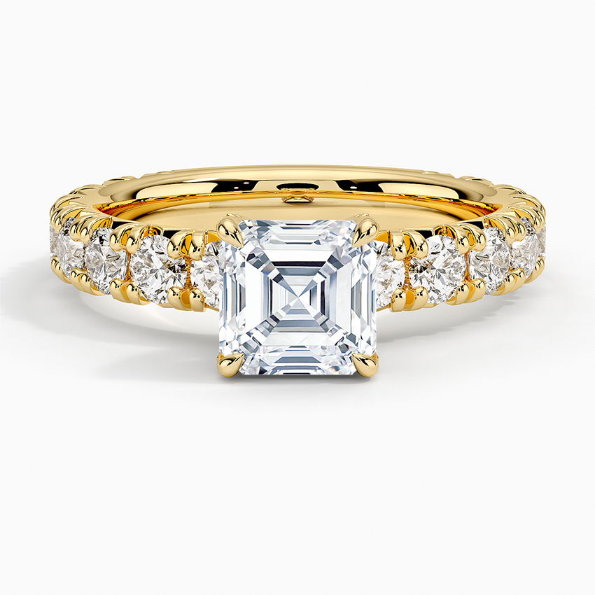 Ellora Three-Quarter Coverage Diamond Ring Yellow Gold 18k Asscher Engagement Ring