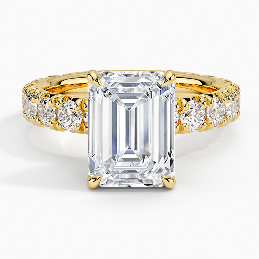 Ellora Three-Quarter Coverage Diamond Ring Yellow Gold 18k Emerald Engagement Ring