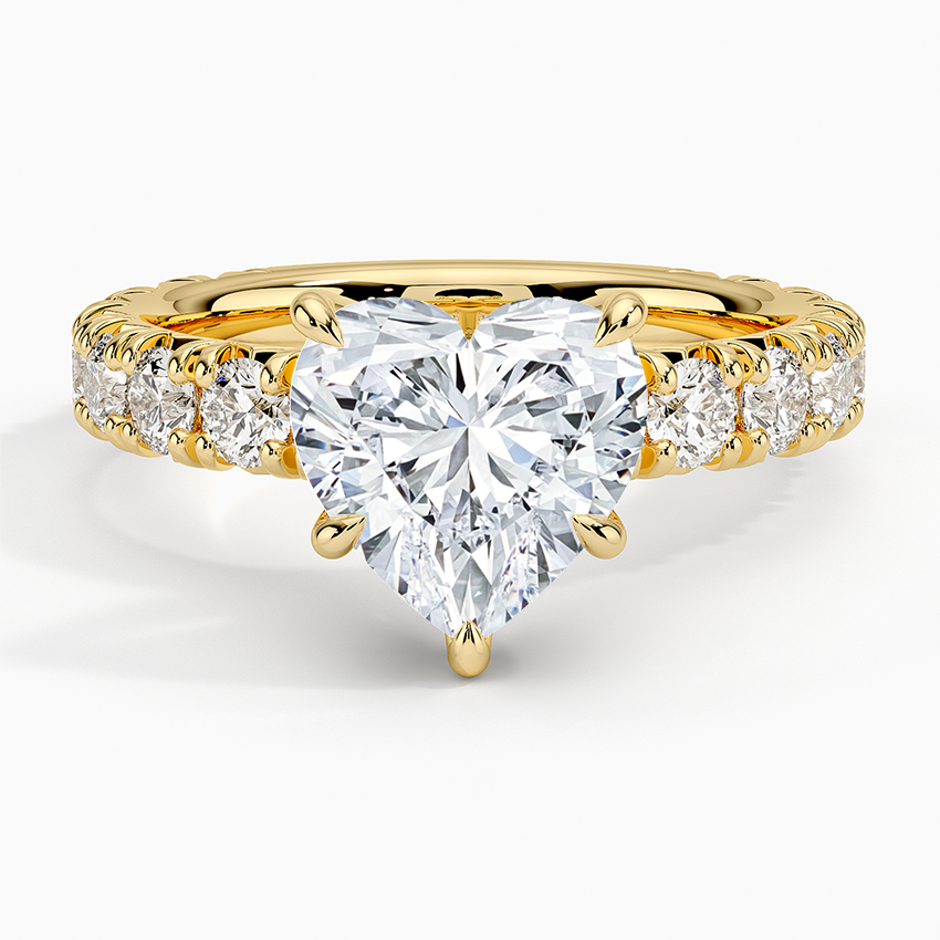 Ellora Three-Quarter Coverage Diamond Ring Yellow Gold 18k Heart Engagement Ring
