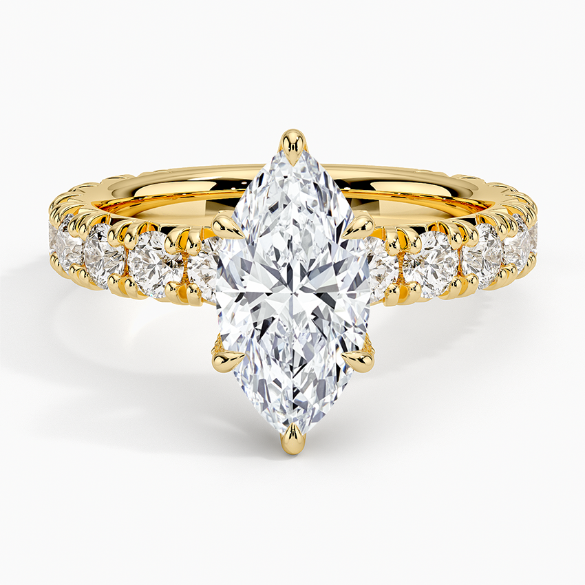 Ellora Three-Quarter Coverage Diamond Ring Yellow Gold 18k Marquise Engagement Ring