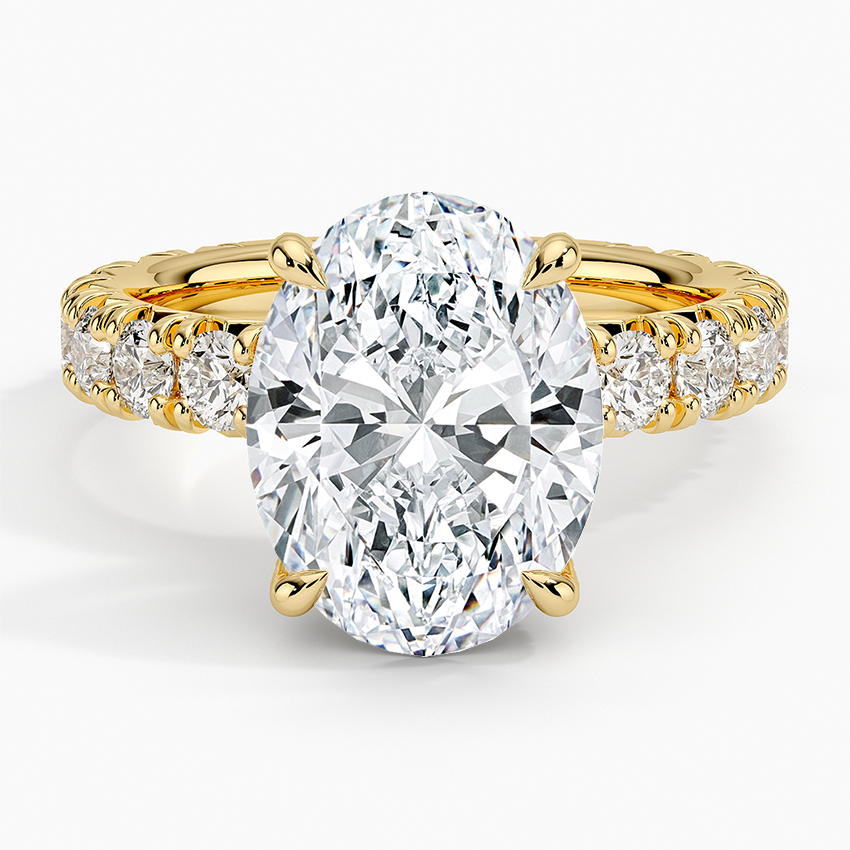 Ellora Three-Quarter Coverage Diamond Ring Yellow Gold 18k Oval Engagement Ring