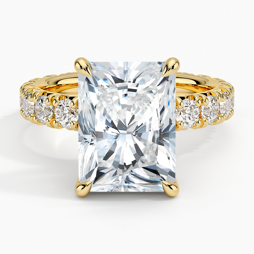 Ellora Three-Quarter Coverage Diamond Ring Yellow Gold 18k Radiant Engagement Ring