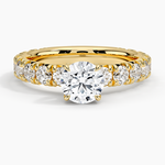 Ellora Three-Quarter Coverage Diamond Ring Yellow Gold 18k Round Engagement Ring