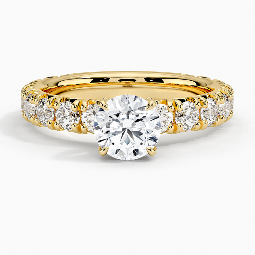 Ellora Three-Quarter Coverage Diamond Ring Yellow Gold 18k Round Engagement Ring