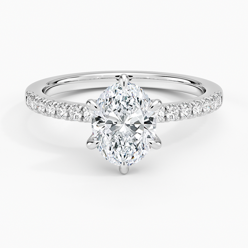 Bliss Six-Prong Diamond Ring (1/6 ct. tw.) Platinum Oval Engagement Ring