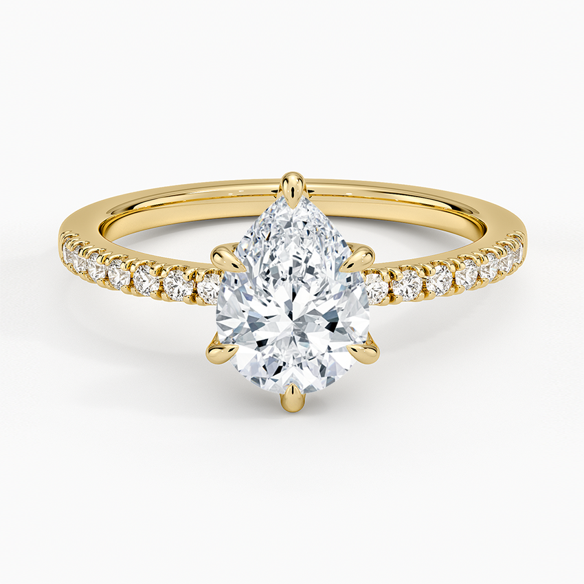 Bliss Six-Prong Diamond Ring (1/6 ct. tw.) Yellow Gold 18k Pear Engagement Ring