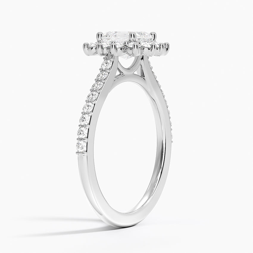 Luxe Sunburst Halo Diamond Ring (1/2 ct. tw.) Platinum Asscher Engagement Ring