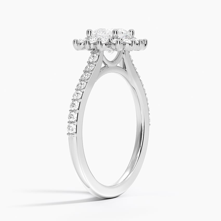Luxe Sunburst Halo Diamond Ring (1/2 ct. tw.) Platinum Cushion Engagement Ring
