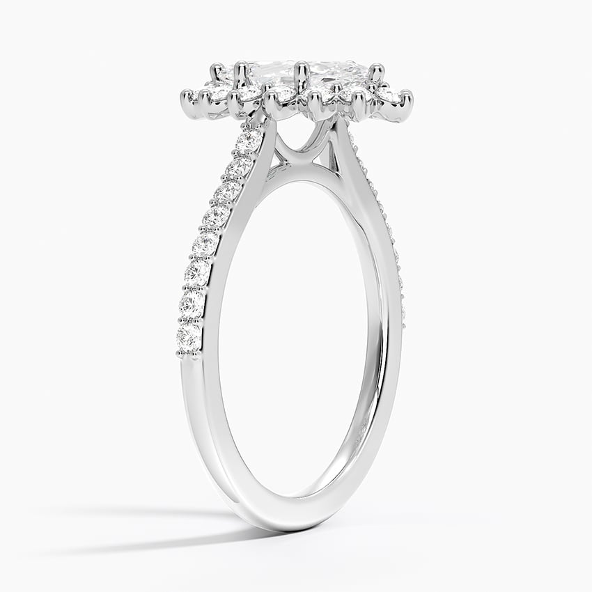 Luxe Sunburst Halo Diamond Ring (1/2 ct. tw.) Platinum Marquise Engagement Ring