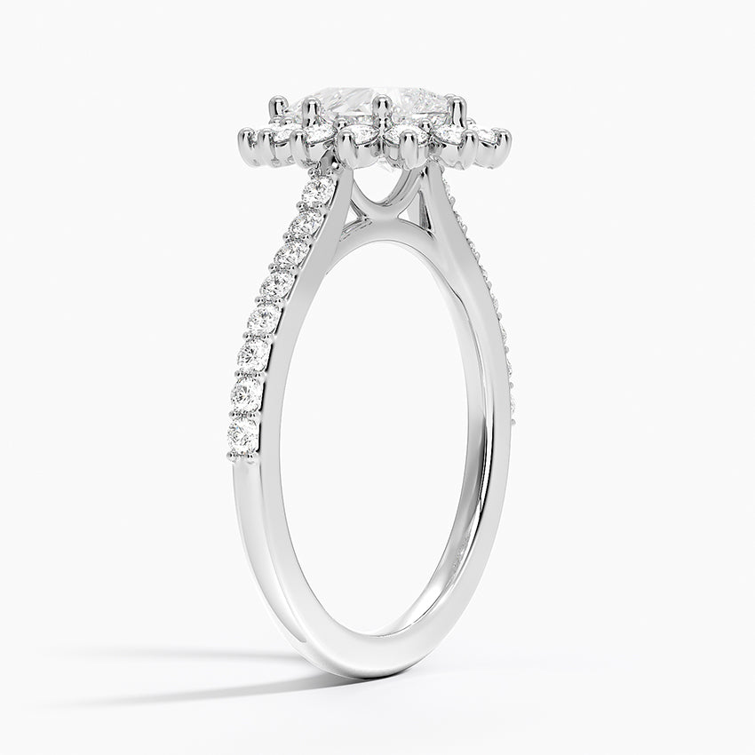 Luxe Sunburst Halo Diamond Ring (1/2 ct. tw.) Platinum Pear Engagement Ring
