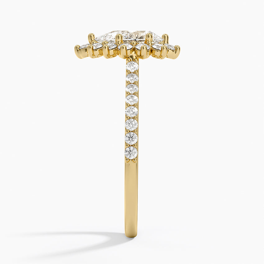 Luxe Sunburst Halo Diamond Ring (1/2 ct. tw.) Yellow Gold 18k Pear Engagement Ring