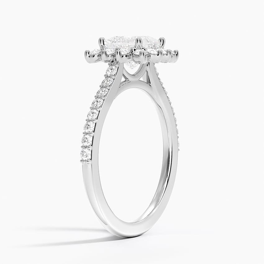 Luxe Sunburst Halo Diamond Ring (1/2 ct. tw.) Platinum Princess Engagement Ring