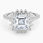 Luxe Sunburst Halo Diamond Ring (1/2 ct. tw.) Platinum Asscher Engagement Ring