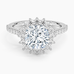 Luxe Sunburst Halo Diamond Ring (1/2 ct. tw.) Platinum Cushion Engagement Ring
