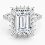 Luxe Sunburst Halo Diamond Ring (1/2 ct. tw.) Platinum Emerald Engagement Ring