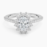Luxe Sunburst Halo Diamond Ring (1/2 ct. tw.) Platinum Oval Engagement Ring