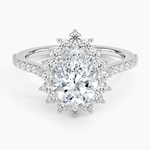 Luxe Sunburst Halo Diamond Ring (1/2 ct. tw.) Platinum Pear Engagement Ring