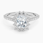 Luxe Sunburst Halo Diamond Ring (1/2 ct. tw.) Platinum Radiant Engagement Ring