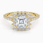 Luxe Sunburst Halo Diamond Ring (1/2 ct. tw.) Yellow Gold 18k Asscher Engagement Ring
