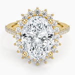 Luxe Sunburst Halo Diamond Ring (1/2 ct. tw.) Yellow Gold 18k Oval Engagement Ring