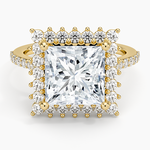 Luxe Sunburst Halo Diamond Ring (1/2 ct. tw.) Yellow Gold 18k Princess Engagement Ring