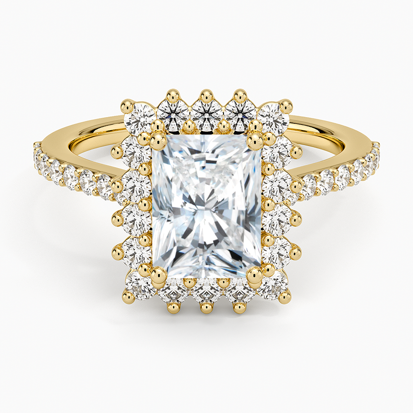 Luxe Sunburst Halo Diamond Ring (1/2 ct. tw.) Yellow Gold 18k Radiant Engagement Ring