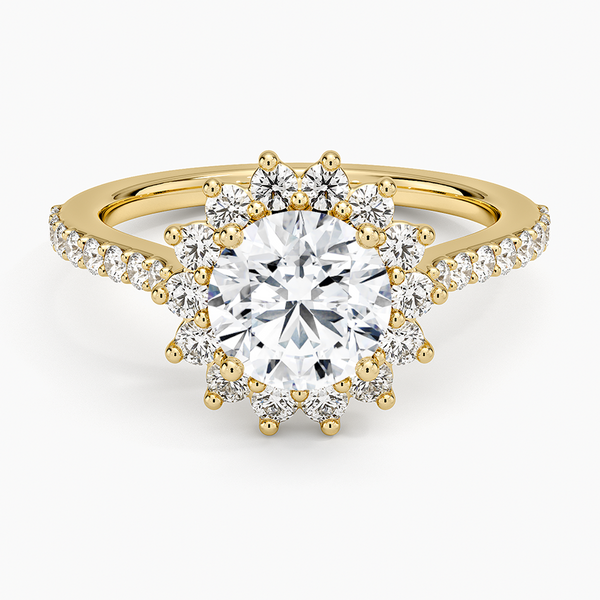 Luxe Sunburst Halo Diamond Engagement Ring