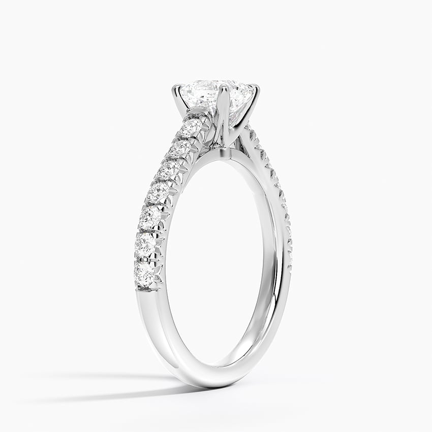 Sienna Half Coverage Diamond Ring Platinum Cushion Engagement Ring