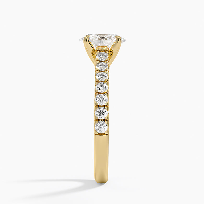Sienna Half Coverage Diamond Ring Yellow Gold 18k Oval Engagement Ring