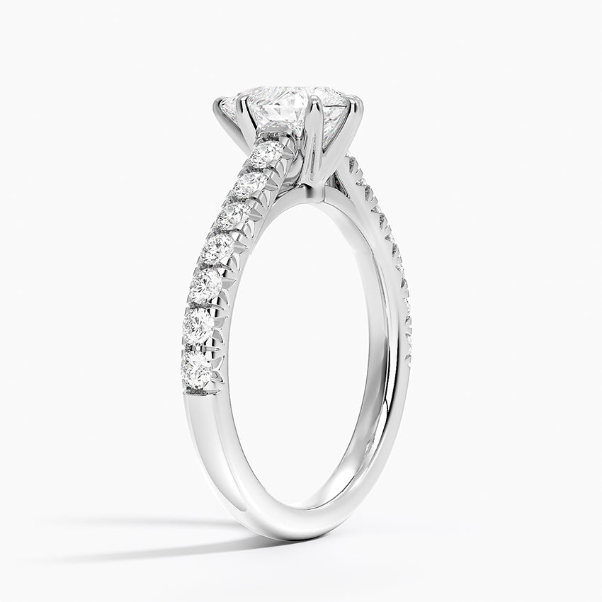 Sienna Half Coverage Diamond Ring Platinum Pear Engagement Ring