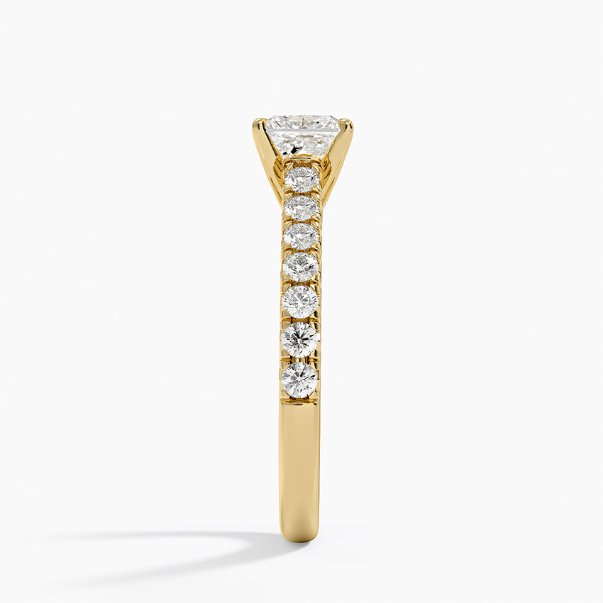 Sienna Half Coverage Diamond Ring Yellow Gold 18k Princess Engagement Ring