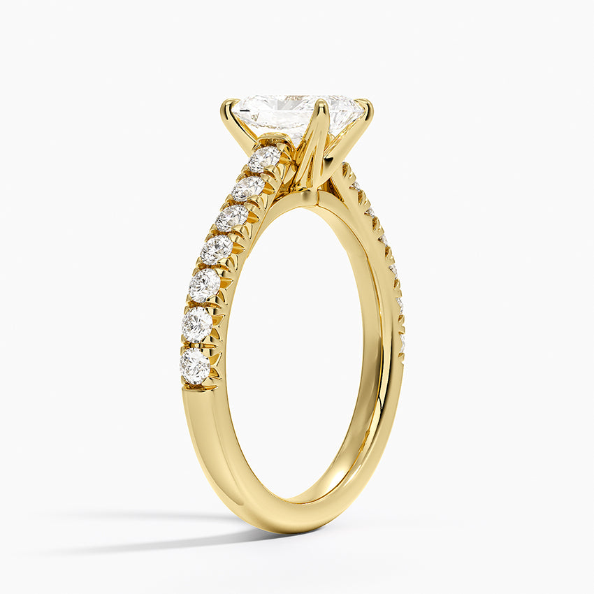 Sienna Half Coverage Diamond Ring Yellow Gold 18k Radiant Engagement Ring
