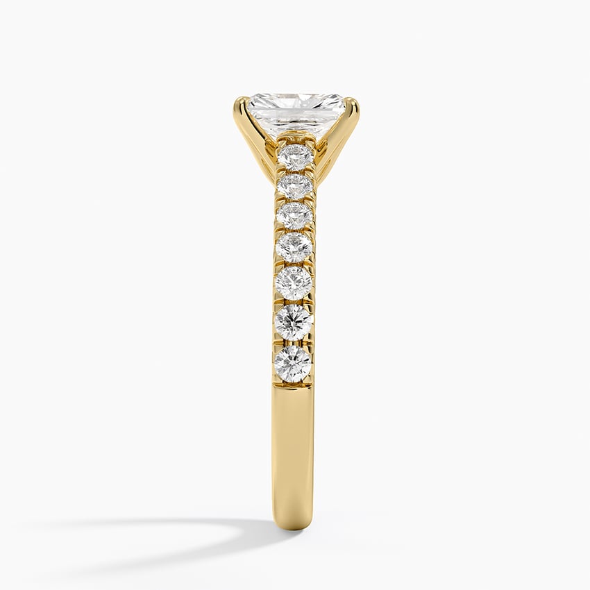 Sienna Half Coverage Diamond Ring Yellow Gold 18k Radiant Engagement Ring
