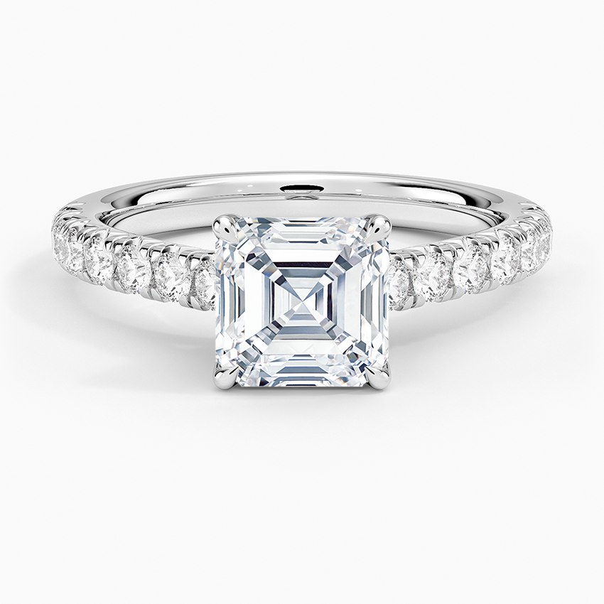 Sienna Half Coverage Diamond Ring Platinum Asscher Engagement Ring