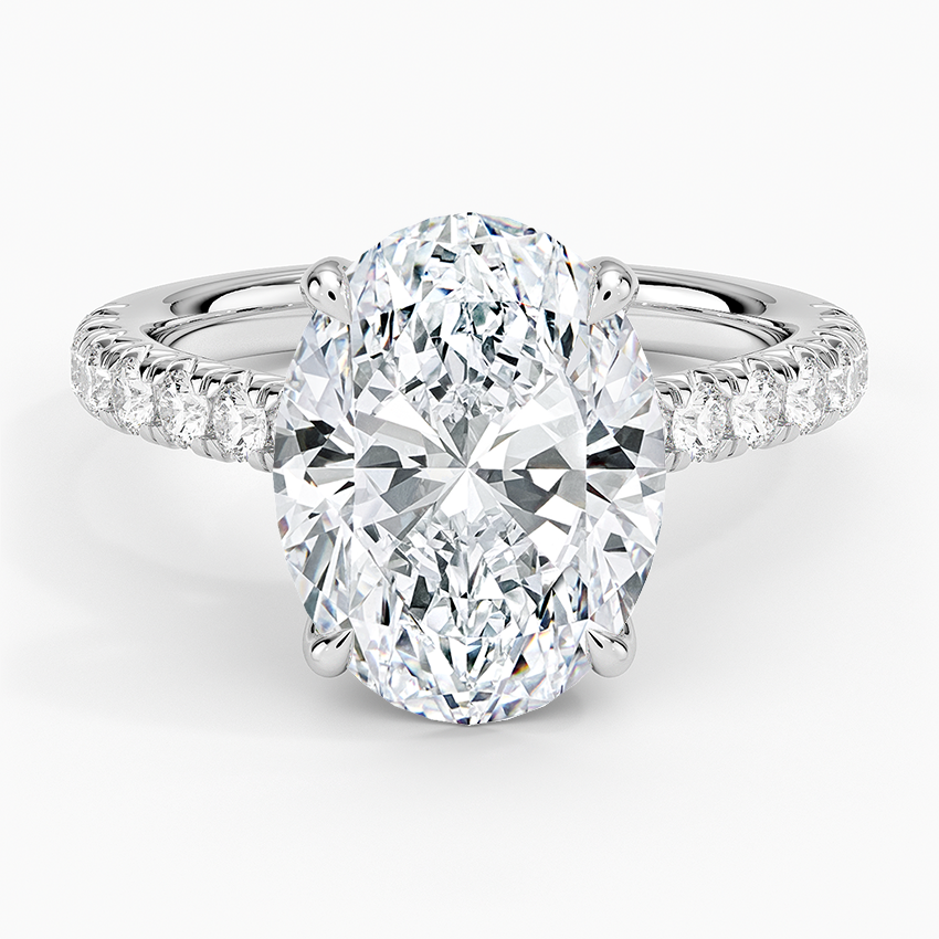 Sienna Half Coverage Diamond Ring Platinum Oval Engagement Ring