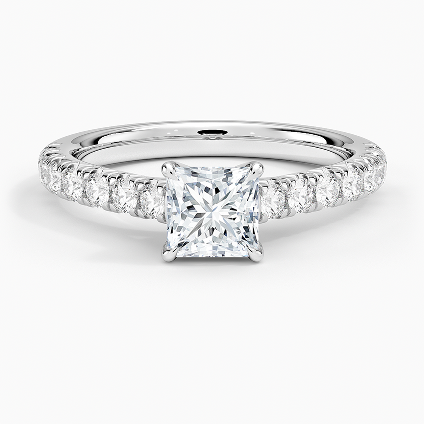 Sienna Half Coverage Diamond Ring Platinum Princess Engagement Ring