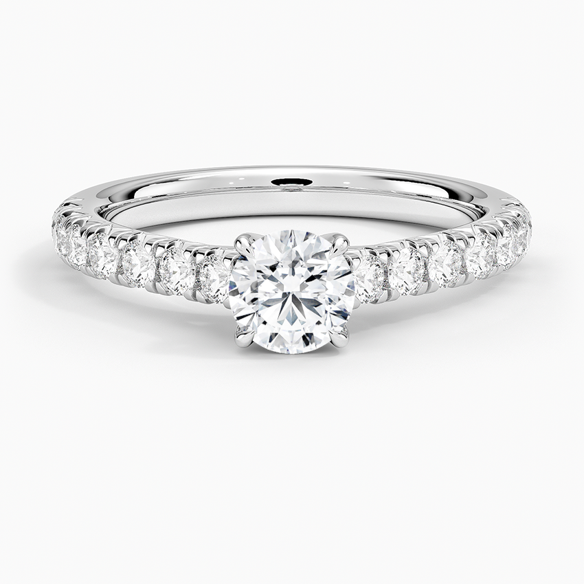 Sienna Half Coverage Diamond Ring Platinum Round Engagement Ring