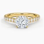 Sienna Half Coverage Diamond Ring Yellow Gold 18k Cushion Engagement Ring
