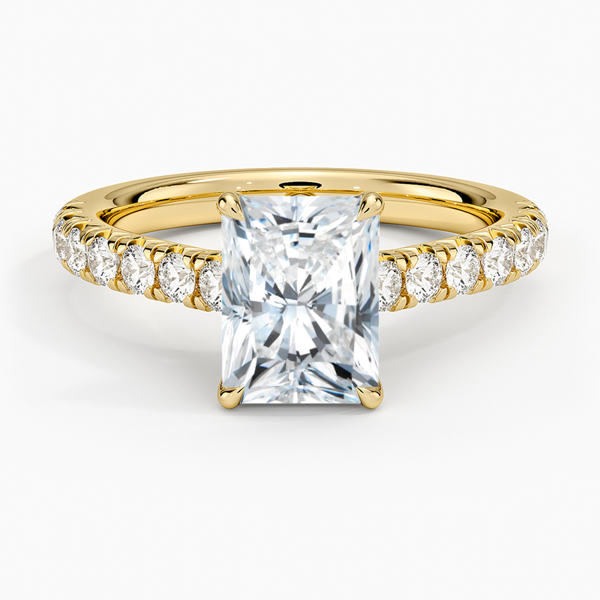 Sienna Half Coverage Diamond Ring Yellow Gold 18k Radiant Engagement Ring